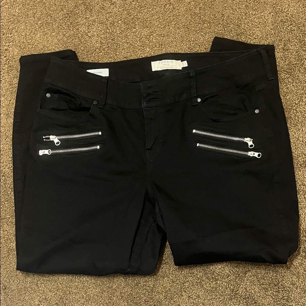 torrid Black Jeans with Silver Button Detail